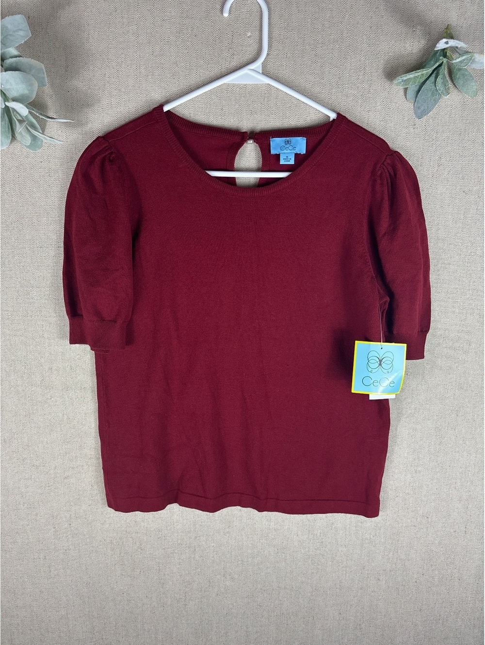 CeCe > New with Tags Red Short Sleeve Crew Neck Sweater Medium